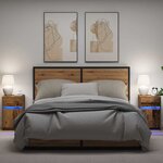 vidaXL Armoire de chevet LED 2 Pièces Bois ancien 38 x 34 x 61 cm