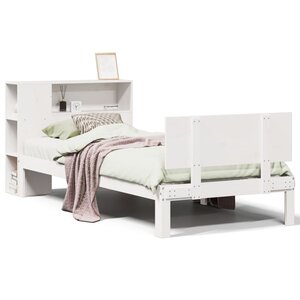 vidaXL Lit bibliothèque sans matelas blanc 90x190cm bois de pin massif