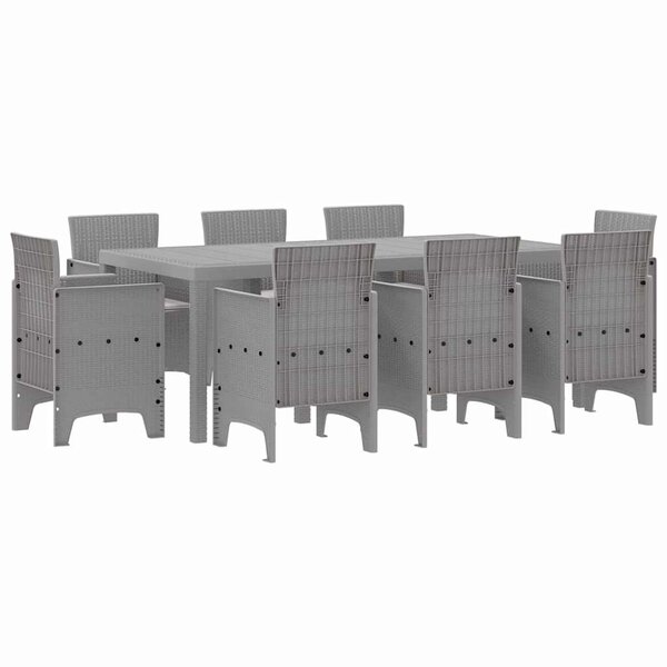 vidaXL Ensemble de salle à manger pour jardin 9 Pièces Gris clair