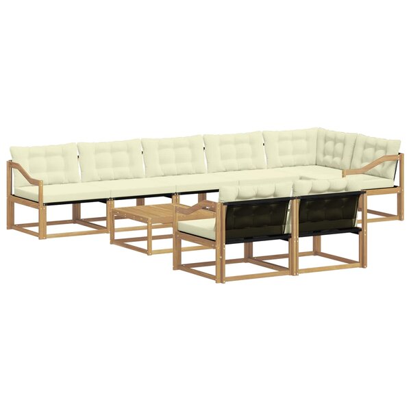 vidaXL Ensemble de canapés d'extérieur 9 Pièces Blanc et crème