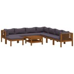 vidaXL Salon de jardin 9 Pièces avec coussin Bois d'acacia solide