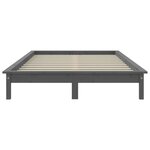 vidaXL Cadre de lit Gris 150x200 cm Bois de pin massif Très grand