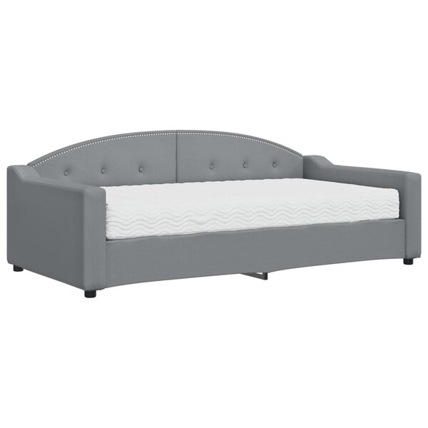 vidaXL Lit de jour avec matelas gris clair 90x190 cm tissu