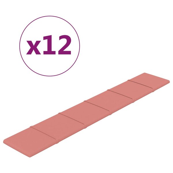 vidaXL Panneaux muraux 12 Pièces Rose 90x15 cm Velours 1 62 m²