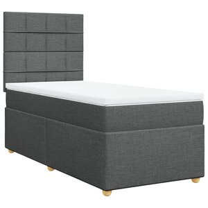 vidaXL Sommier à lattes de lit et matelas Gris foncé 90x190 cm Tissu