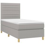 vidaXL Sommier à lattes de lit et matelas et LED Gris clair 90x190 cm