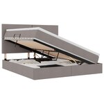 vidaXL Lit de rangement LED avec matelas Taupe 180 x 200 cm Tissu