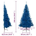 Vidaxl demi sapin de noël artificiel avec support bleu 240 cm pvc
