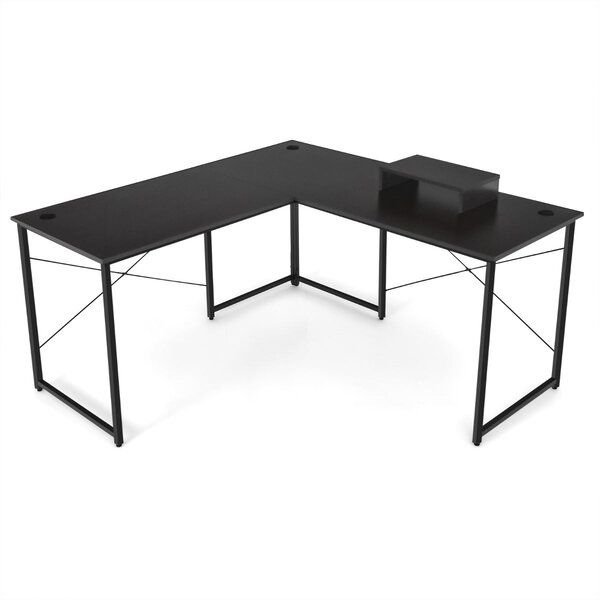 Bureau d'angle 150 x 150 x 74 cm ajustable à bureau droit grand table pour 2 personnes noir 20_0005642