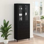 vidaXL Haut Armoire 2 Pièces Chêne noir Bois Aggloméré et Verre