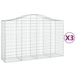 vidaXL Paniers à gabions arqués 3 Pièces 200x50x120/140 cm Fer galvanisé