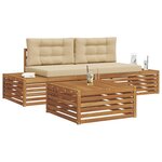 vidaXL Ensemble de canapés d'extérieur 3 Pièce Naturel et Beige