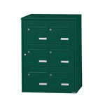 Bloc collectif Leabox  2x3  grade 3  simple face  extérieur  fixation murale  vert mousse ral 6005 finition brillante