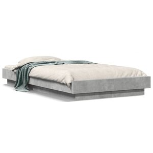 vidaXL Cadre de lit et lumières LED sans matelas gris béton 90x190 cm