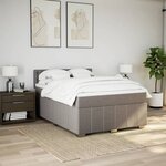 vidaXL Sommier à lattes de lit avec matelas Taupe 140x200 cm Tissu