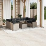 vidaXL Salon de jardin avec coussins 10 Pièces gris clair résine tressée