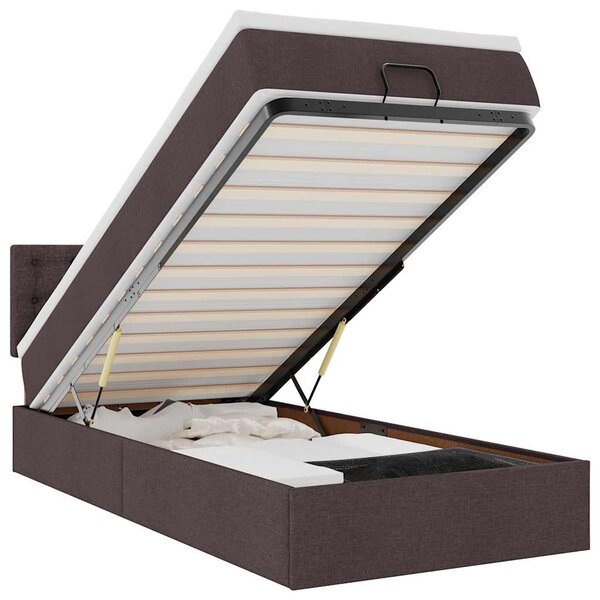 vidaXL Lit ottoman avec matelas marron foncé 100x200 cm tissu