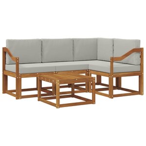vidaXL Ensemble de canapés d'extérieur 5 pc Naturel et gris clair