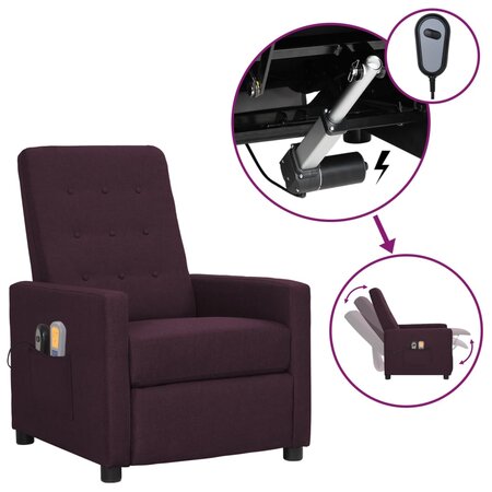 vidaXL Fauteuil électrique de massage Violet Tissu