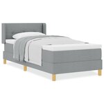 Lit avec sommier à ressorts vidaXL avec matelas gris clair 100x200 cm tissu