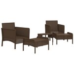 vidaXL Salon de jardin 5 Pièces avec coussins Marron Résine tressée