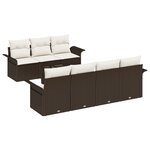 vidaXL Ensemble de Canapé de Jardin de 8 Pièces avec Coussins en Rattan Poly Marron