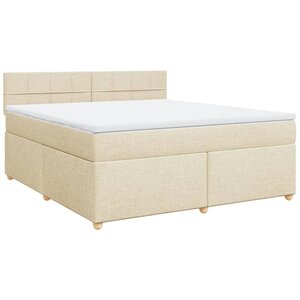 vidaXL Sommier à lattes de lit avec matelas Crème 180x200 cm Tissu