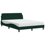 vidaXL Lit avec matelas Dover vert foncé 140x200 cm velours