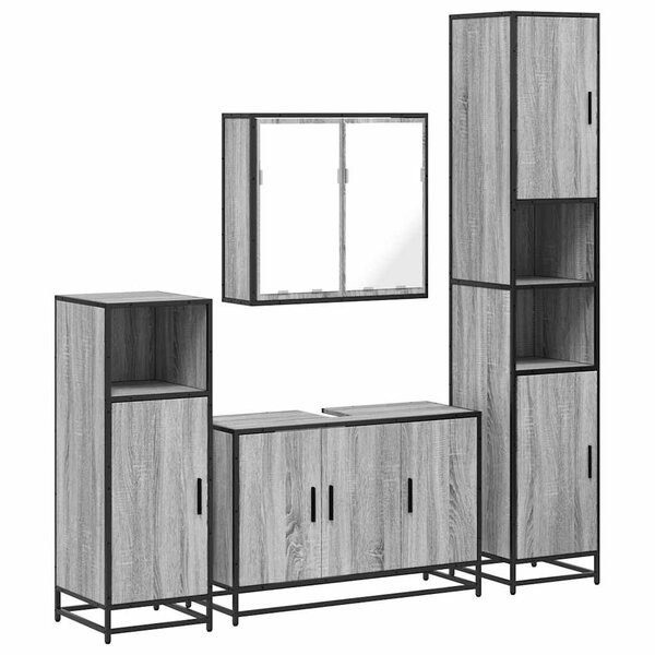 vidaXL Ensemble de meubles de salle de bain 4 Pièces sonoma gris
