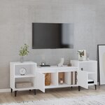 vidaXL Meuble TV Blanc 160x35x55 cm Bois d'ingénierie