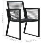 vidaXL Chaises de jardin lot de 4 Corde en rotin Noir