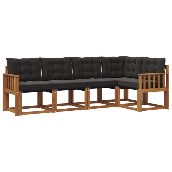 vidaXL Ensemble de canapés d'extérieur 5 pc Naturel et Noir