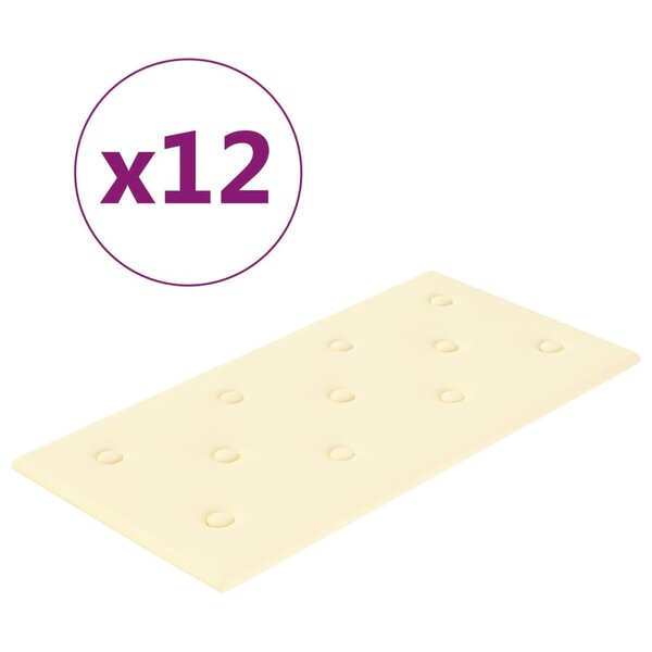 vidaXL Panneaux muraux 12 Pièces Crème 60x30 cm Similicuir 2 16 m²