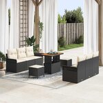 vidaXL Ensemble de canapé de jardin 9 Pièces Noir  Crème 90 x 55 x 71 cm