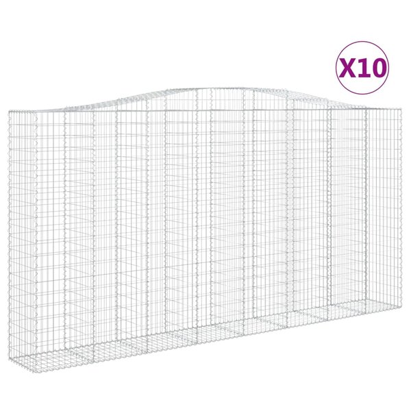 vidaXL Paniers à gabions arqués 10 Pièces 400x50x200/220 cm Fer galvanisé