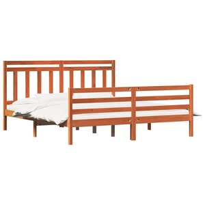 vidaXL Cadre de lit avec tête de lit Cire marron 180 x 200 cm