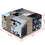 vidaXL Table basse Cuir de vache 60 x 60 x 36 cm
