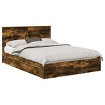 vidaXL Lit de Rangement Chêne fumé 135 x 190 cm Bois d'ingénierie