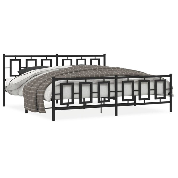 vidaXL Cadre de lit métal sans matelas avec pied de lit noir 193x203cm