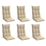 vidaXL Coussins de chaise à dossier haut lot de 6 beige tissu oxford
