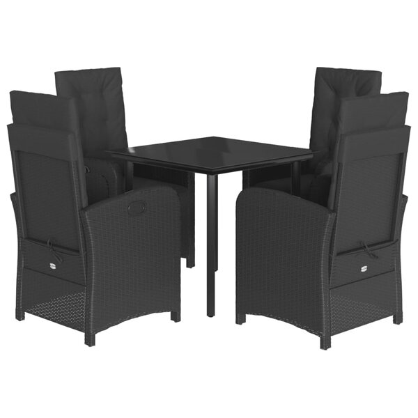 vidaXL Ensemble à manger de jardin coussins 5Pièces Noir Résine tressée