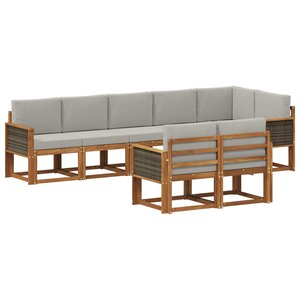 vidaXL Ensemble de canapés d'extérieur 8 pc Naturel et gris clair