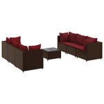 vidaXL Salon de jardin avec coussins 7 Pièces marron résine tressée