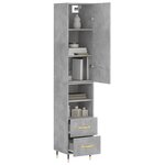 vidaXL Buffet haut Gris béton 34 5x34x180 cm Bois d'ingénierie