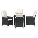 vidaXL Ensemble de Salle à Manger de Jardin (5 Pièces) avec Coussins - Rattan Poly Noir
