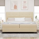 vidaXL Lit à ressort LED avec matelas Crème 200 x 200 cm tissu