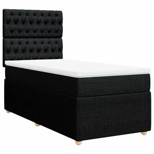 vidaXL Sommier à lattes de lit et matelas Noir 80x200 cm Tissu