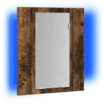 vidaXL Armoire à miroir LED de salle de bain chêne fumé 40x12x45 cm
