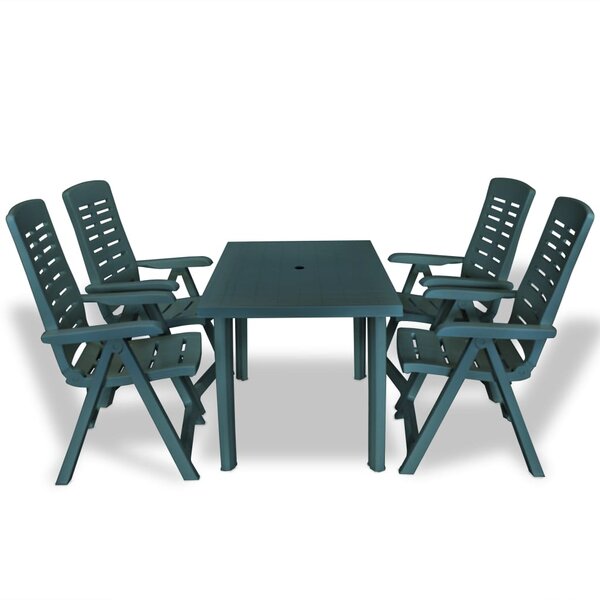 vidaXL Ensemble à manger d'extérieur 5 Pièces Plastique Vert