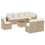 vidaXL Salon de jardin avec coussins 9 Pièces beige résine tressée